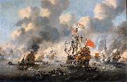 Esaias Van de Velde The burning of the English fleet off Chatham oil